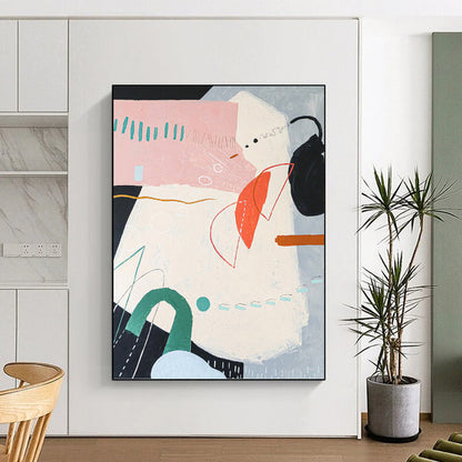 “Pastel - Toned Abstract Forms” - Whimsical Abstract Painting On Canvas DKH1093