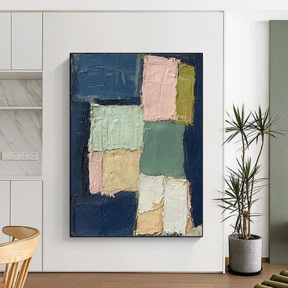 “Pastel Geometric Blocks” - Minimalist Color Field Painting On Canvas DTP013