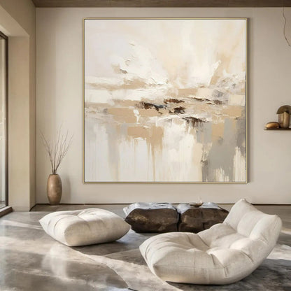 Neutral Tones with Textured Layers - Impasto Abstract Acrylic On Canvas CT1344