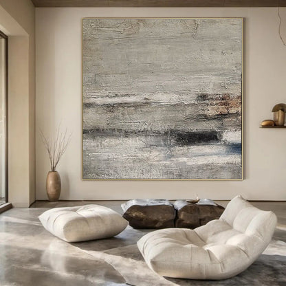 “Gray - White Textured Horizons” – Abstract Textured Painting CT0975