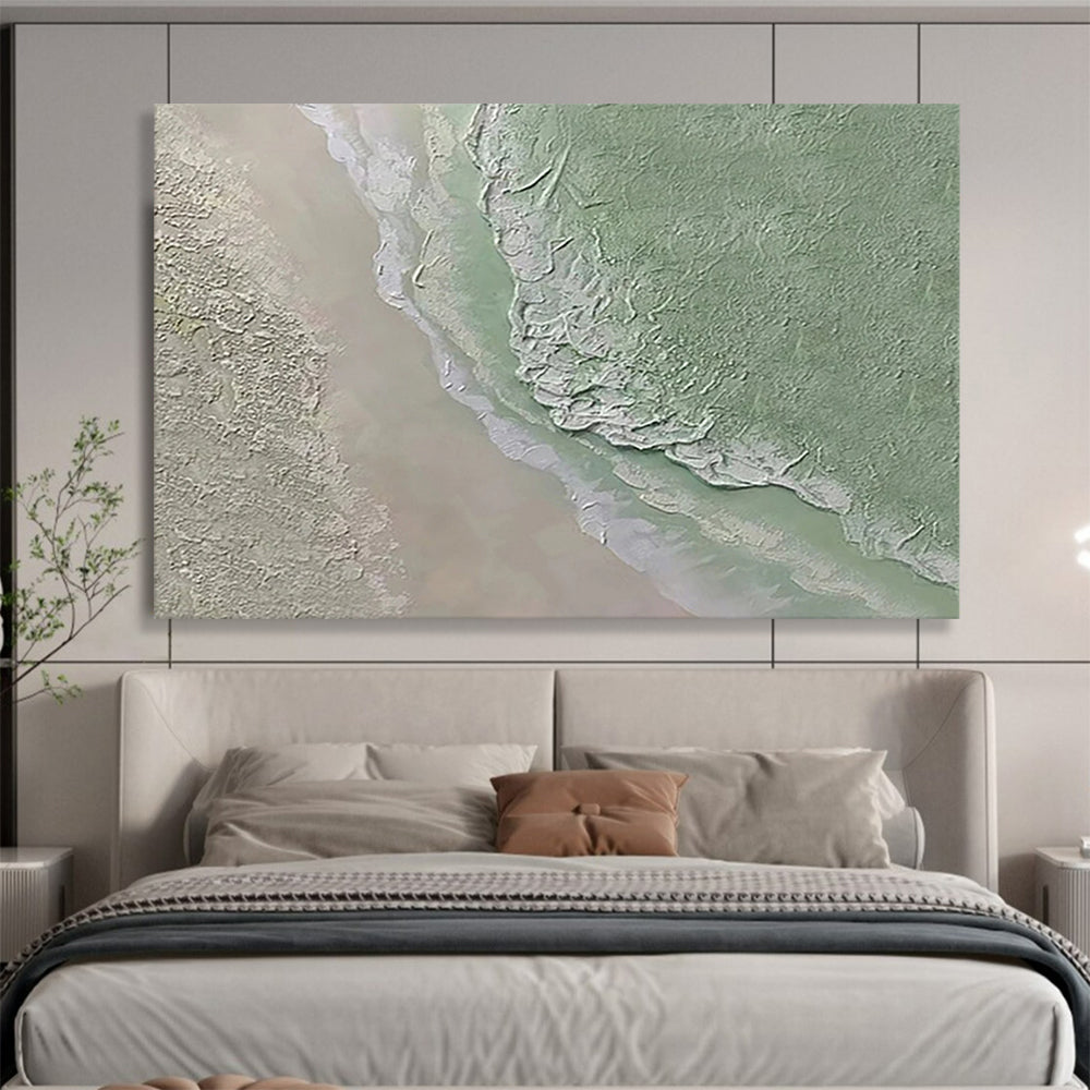 Green and Gray Textured Landscape - Abstract Landscape Painting On Canvas DLZ248