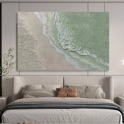 Green and Gray Textured Landscape - Abstract Landscape Painting On Canvas DLZ248