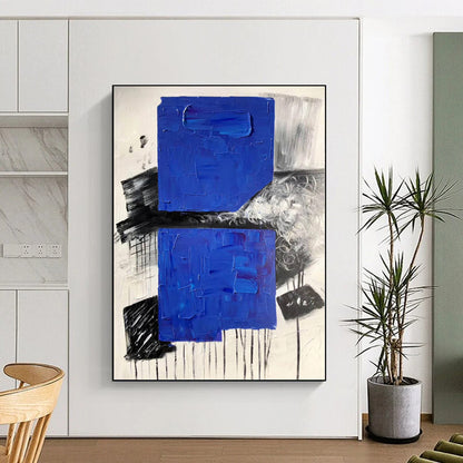 “Textured Blue Squares” Abstract Acrylic Art CT0330