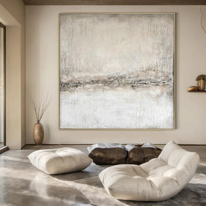 “Pure White & Light Gray Minimalist” – Abstract Minimalist Art CT0966
