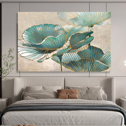 “Blue & Gold Floral Abstract” Abstract Decorative Painting On Canvas DKH428