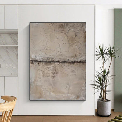 “Earthy Tones, Cracked Textures” - “Time’s Embrace”，Mixed - Media Textured Painting CT0703