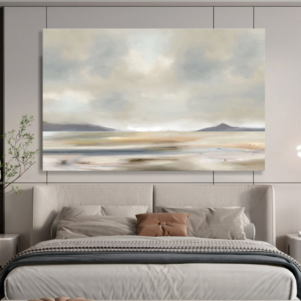 “Neutral Tones: Misty Landscape” Abstract Landscape Painting On Canvas DKH359
