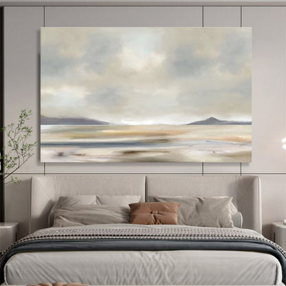 “Neutral Tones: Misty Landscape” Abstract Landscape Painting On Canvas DKH359
