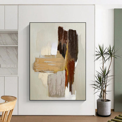 “Neutral Color Block Abstraction” - Minimalist Abstract Painting On Canvas DKH1067