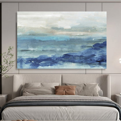 “Blue Abstract Seaside” Abstract Watercolor - Inspired Painting On Canvas DKH414