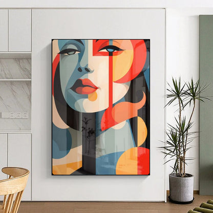 “Colorful Geometric Portrait” – Cubist - Inspired Digital Art On Canvas CT2172
