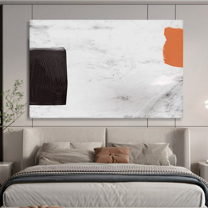 “Black - White - Orange Minimalist” Abstract Geometric Painting On Canvas DLZ146