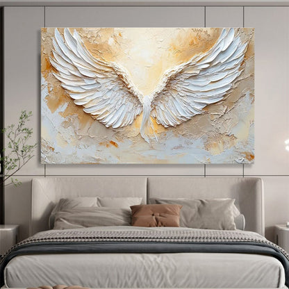 “Textured White Wings” Impasto Symbolic Painting On Canvas DKH455