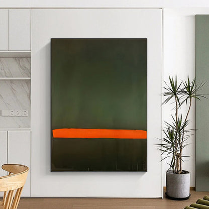 “Dark Green & Vibrant Orange Blocks” - Minimalist Color - Field Painting On Canvas DKH1616