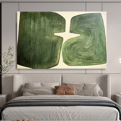 “Green Symbiotic Forms” Abstract Minimalist Painting On Canvas DKH529