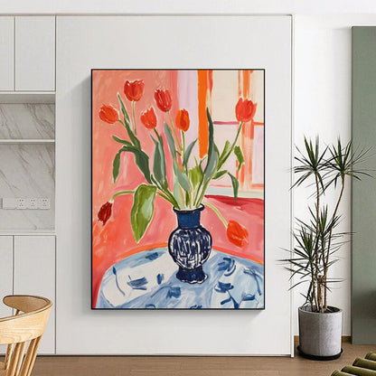 “Tulips in Vase” - Colorful Still - life Painting On Canvas CT2229