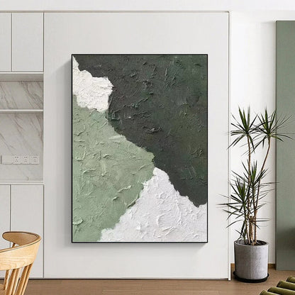 Green and White Textured Abstract - Abstract Painting On Canvas DKH1326