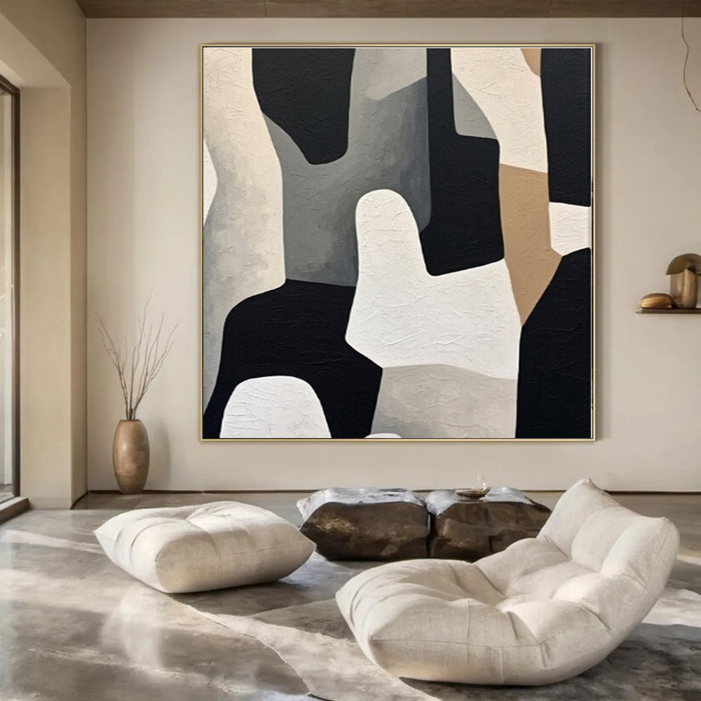 Neutral Geometric Shapes - Abstract Minimalist Acrylic CT1280