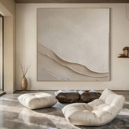 “Subtle Beige Textured Waves” – Minimalist Textured Painting CT1093