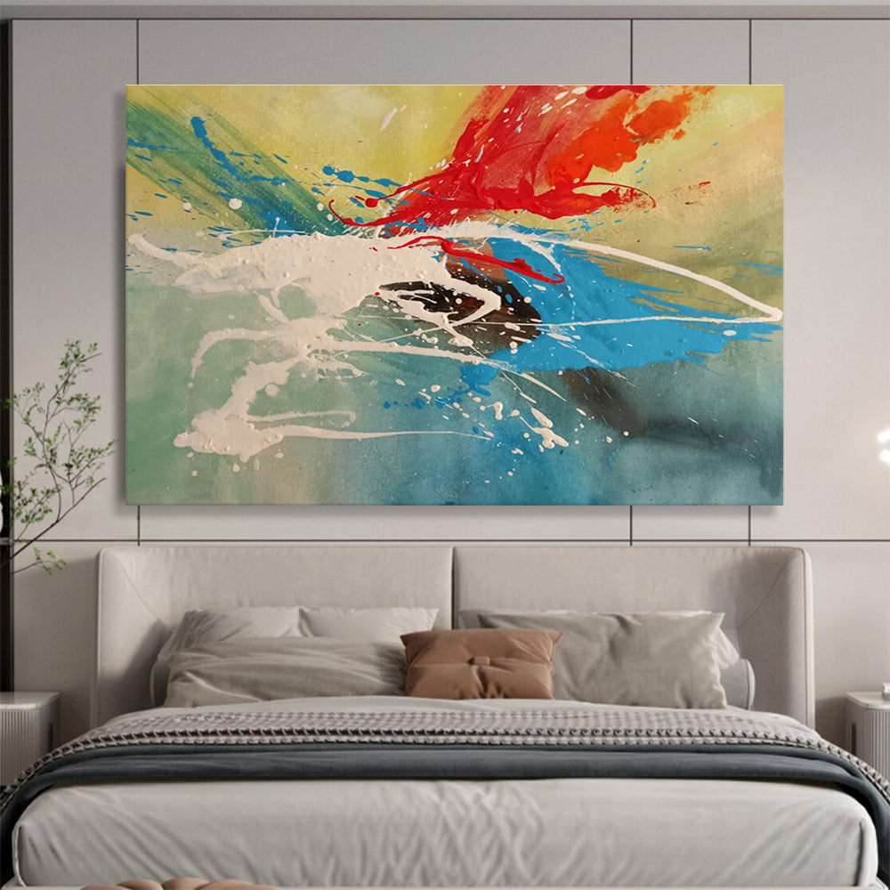 “Splattered Color Burst” - Energetic Abstract Painting On Canvas DKH843
