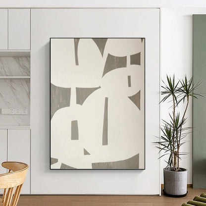 “Gray and White Geometric Abstraction” - Minimalist Abstract Painting On Canvas DKH1075