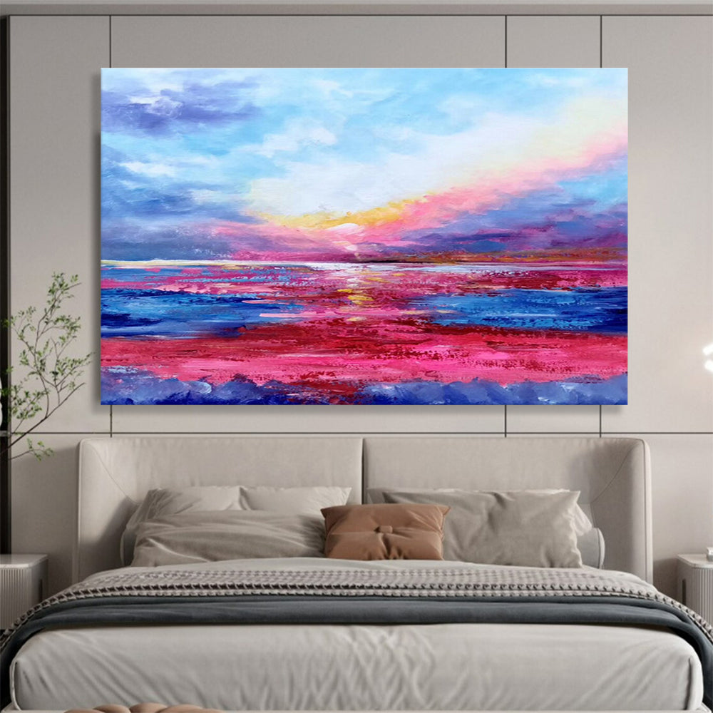Colorful Sunset Seascape Painting On Canvas DKH287