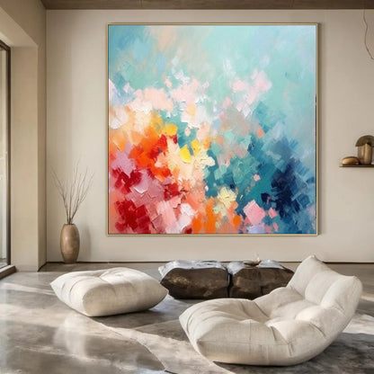 “Pastel Patchwork Sky” – Impasto Abstract Art CT1031