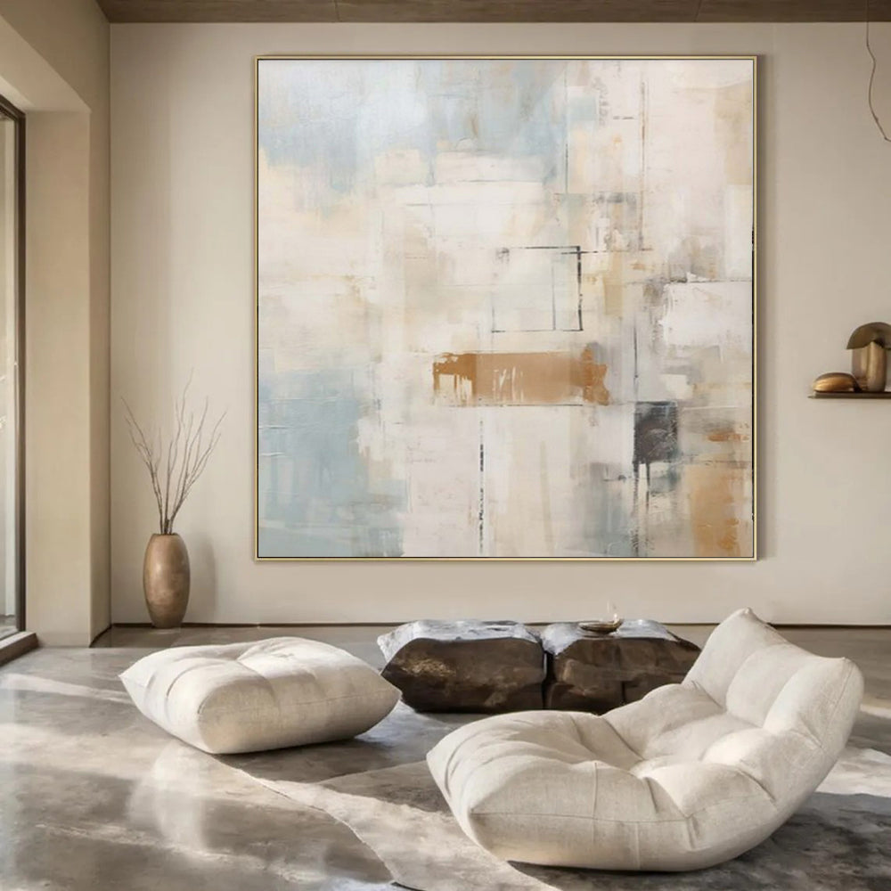 “Pastel Shapes and Thin Lines” – Abstract Minimalist Painting CT1058