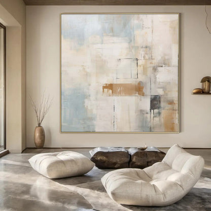 “Pastel Shapes and Thin Lines” – Abstract Minimalist Painting CT1058
