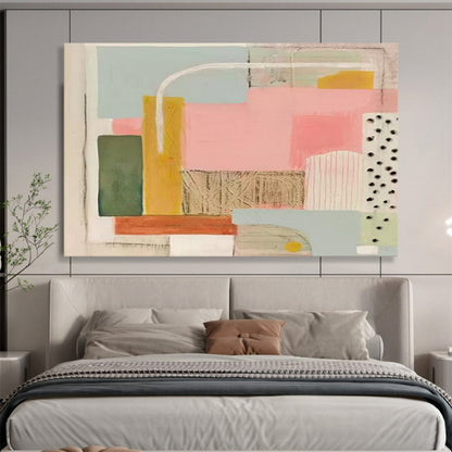 Pastel Geometric Shapes - Minimalist Abstract Painting On Canvas DLZ204