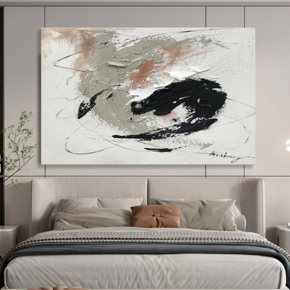 Textured Gray and Black Abstract Painting On Canvas DKH312