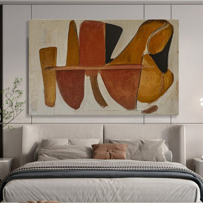 Earth - Toned Geometric Abstract “Warm Geometric Harmony” Painting On Canvas DKH094