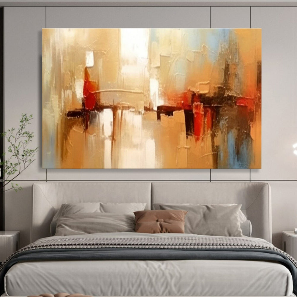 Warm Toned Urban Abstract Painting On Canvas DKH278