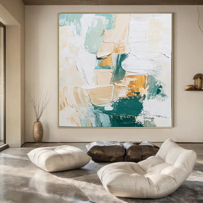 Pastel - Gold Textured Abstract - Abstract Impasto Acrylic CT1282