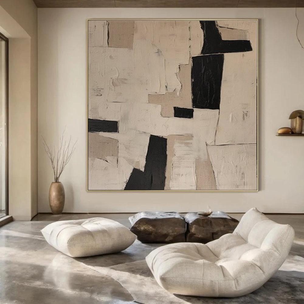 “Neutral - Toned Geometric Abstract” ，Abstract Geometric Acrylic Painting CT0952