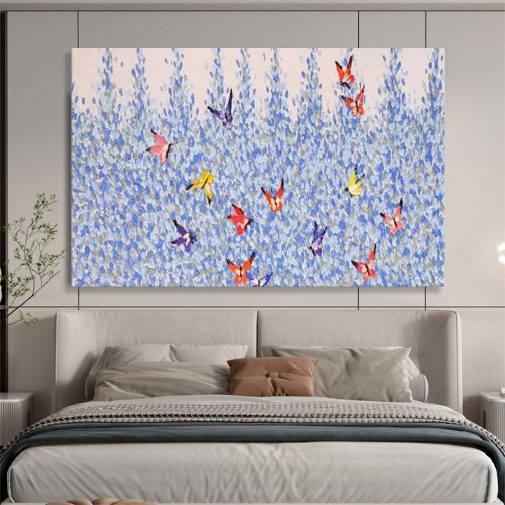 Butterflies In Blue Field Painting On Canvas DKH659
