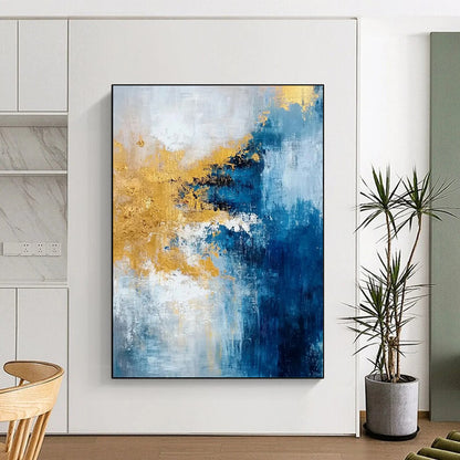 “Blue - Gold Abstract Fusion” - Abstract Expressionist Painting On Canvas DTP062