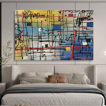 “Colorful Grid Abstract” - Dynamic Abstract Painting On Canvas DKH842
