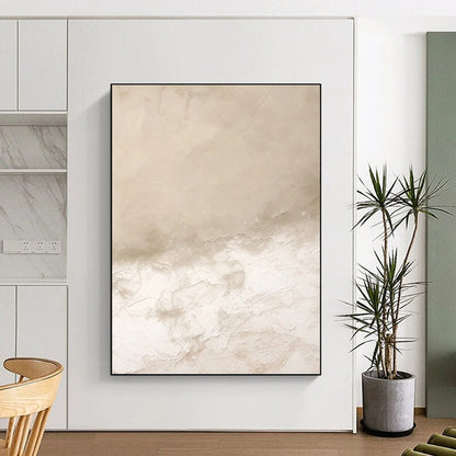 “Beige - White Textured Abstract” - Minimalist Abstract Painting On Canvas DTP078
