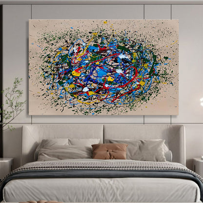Colorful Concentric Splatter Abstract Painting On Canvas DKH304