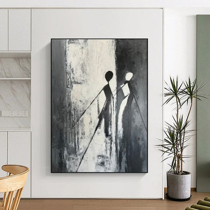 “Silhouettes in Black and White” - Minimalist Figurative Painting CT1996