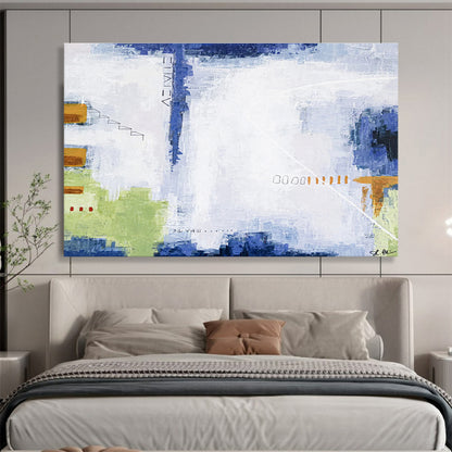 “Blue - Green Abstract Layers” Abstract Acrylic Painting On Canvas DKH555