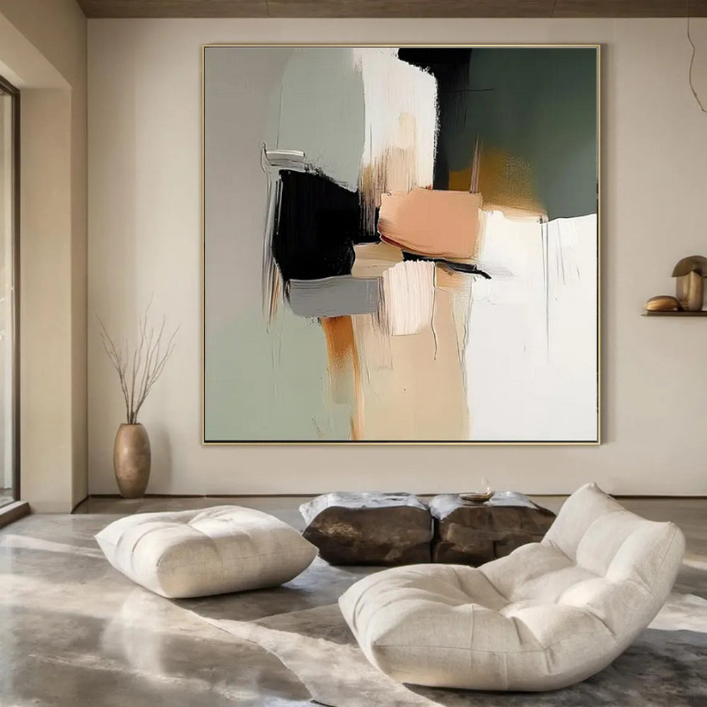 “Color - Blocked Abstract” ，Abstract Geometric Acrylic Painting CT0943