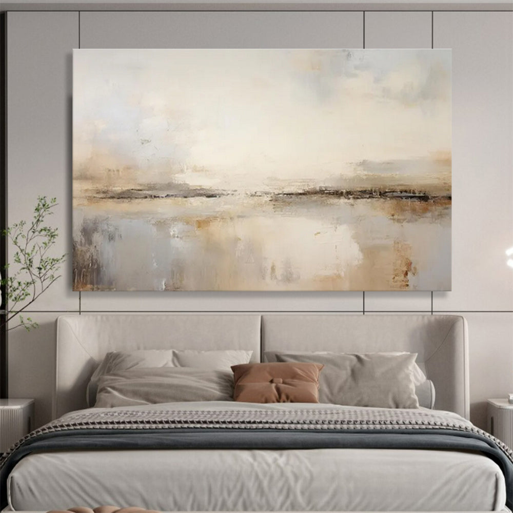 Neutral Abstract Horizon - Abstract Landscape Painting On Canvas DKH623