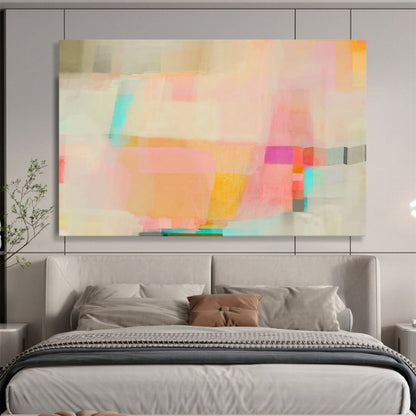 “Soft Color Block Abstract - Pastel Hues in Geometric Forms” Painting On Canvas DKH029