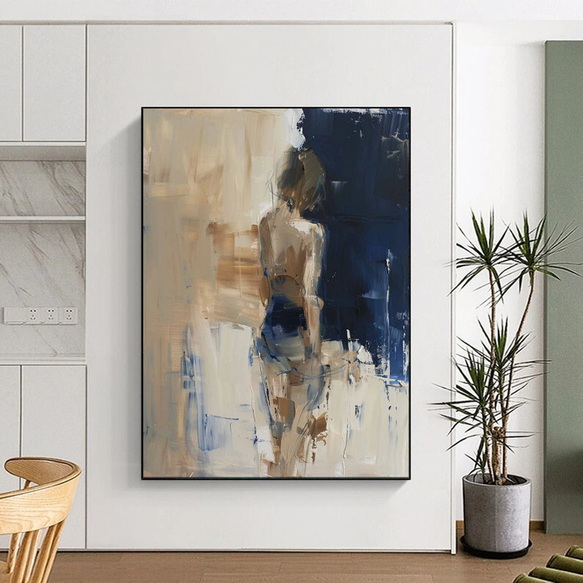 Neutral Tones, Figural Abstraction - "Nude in Haze" - Abstract Figurative Painting CT1830