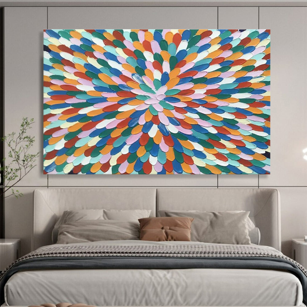 Colorful Petal - Shaped “Vibrant Floral Burst” Painting On Canvas DKH121