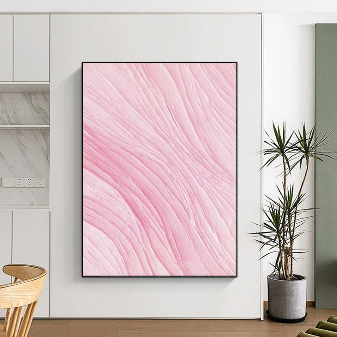 “Pink Textured Waves” - Abstract Textured Painting CT1979