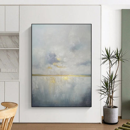 “Gilded Horizon: Abstract Sea & Sky” - Textured Mixed - Media on Canvas CT1903