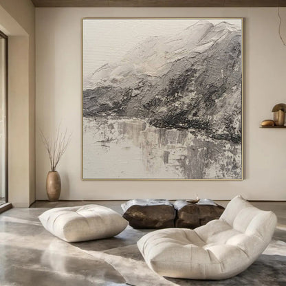 “Black - White Textured Landscape” – Impasto Landscape Painting CT1200